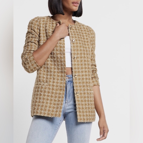 Express Jackets & Blazers - Express Women's Tan Houndstooth Blazer | S